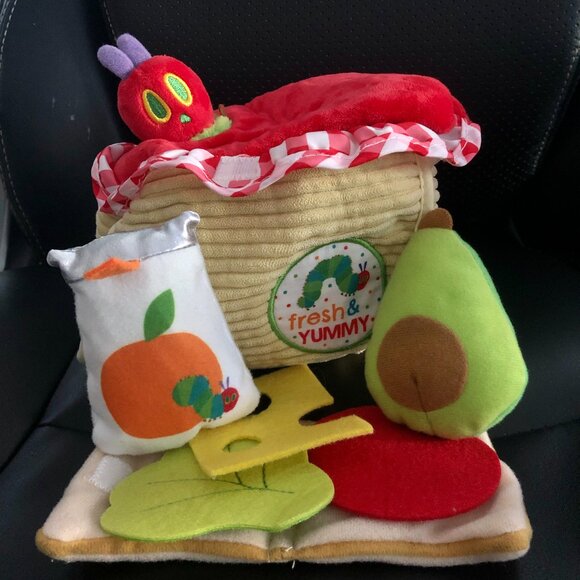 The Very Hungry Caterpillar Eric Carle Plush Picnic Basket + Christmas Book Set - Picture 7 of 13